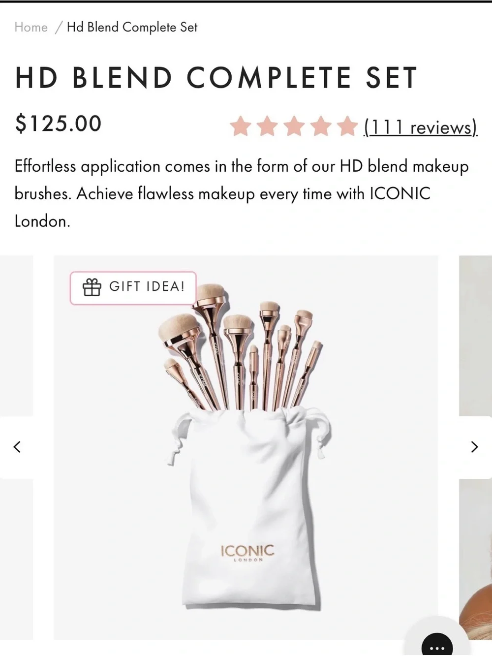ICONIC London Rose Gold Makeup Brush Set with White Pouch